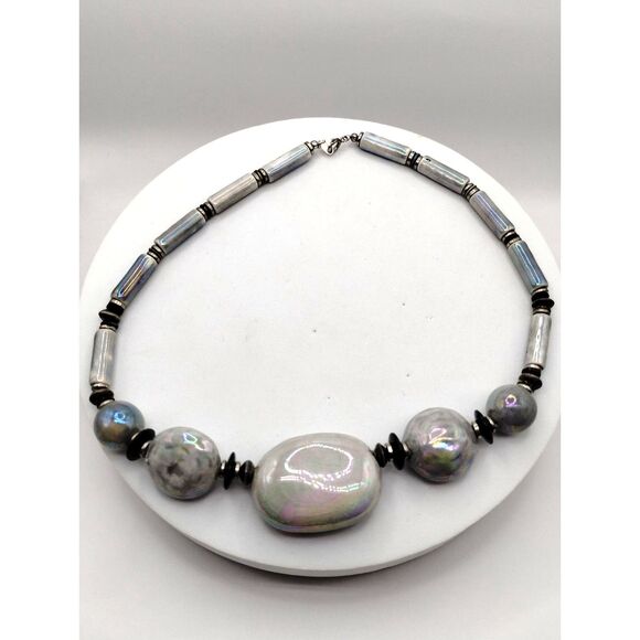 Vintage Natural Stone, Glass Beads, Mixed Medium Bracelet, Necklaces, 5 pieces - Picture 3 of 9